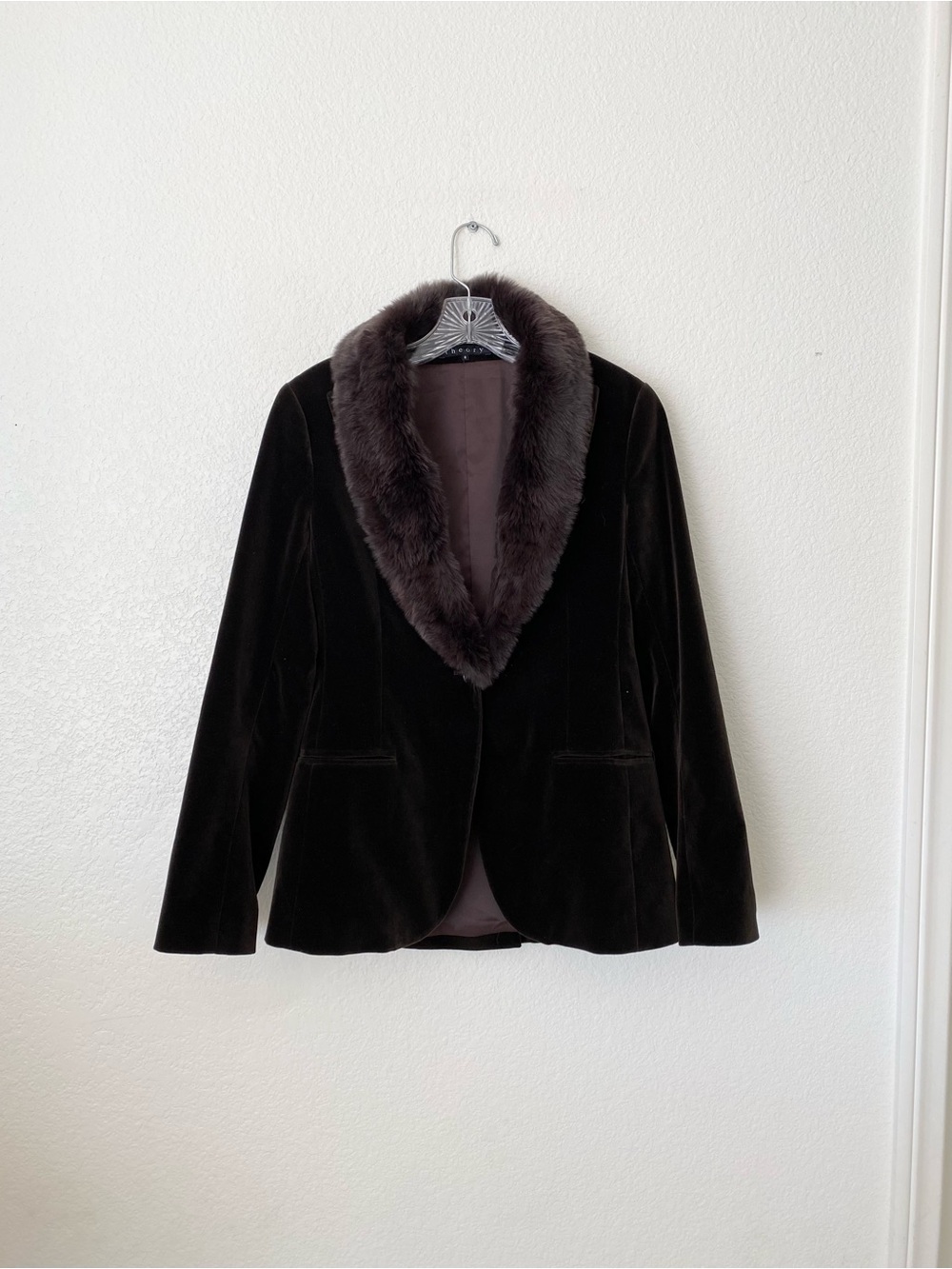 Theory Velvet Fur Collar Blazer